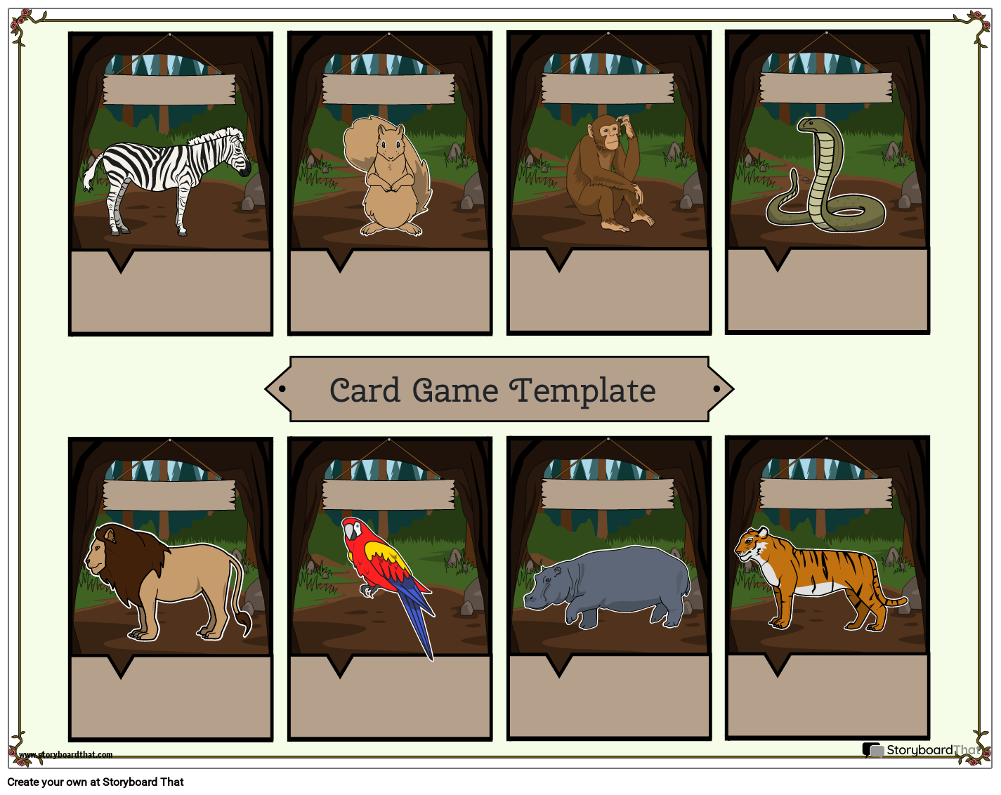 Wallpaper #fHfzJ5MB-pgBXx602qgy31 Jungle Animals Card Game Storyboard by Templates