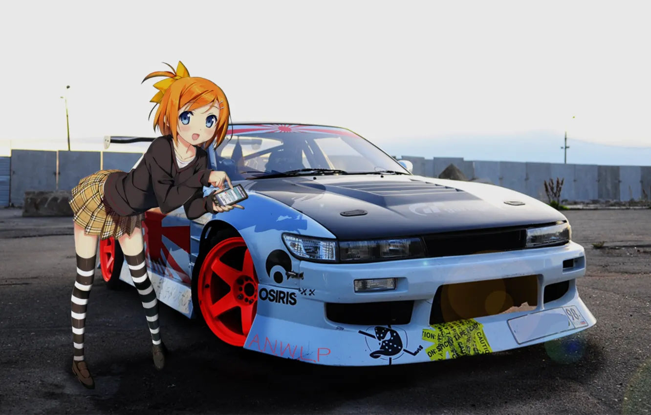 Wallpaper #46bf0 Download Girl Leaning on a Nissan Skyline Car Anime Wallpaper