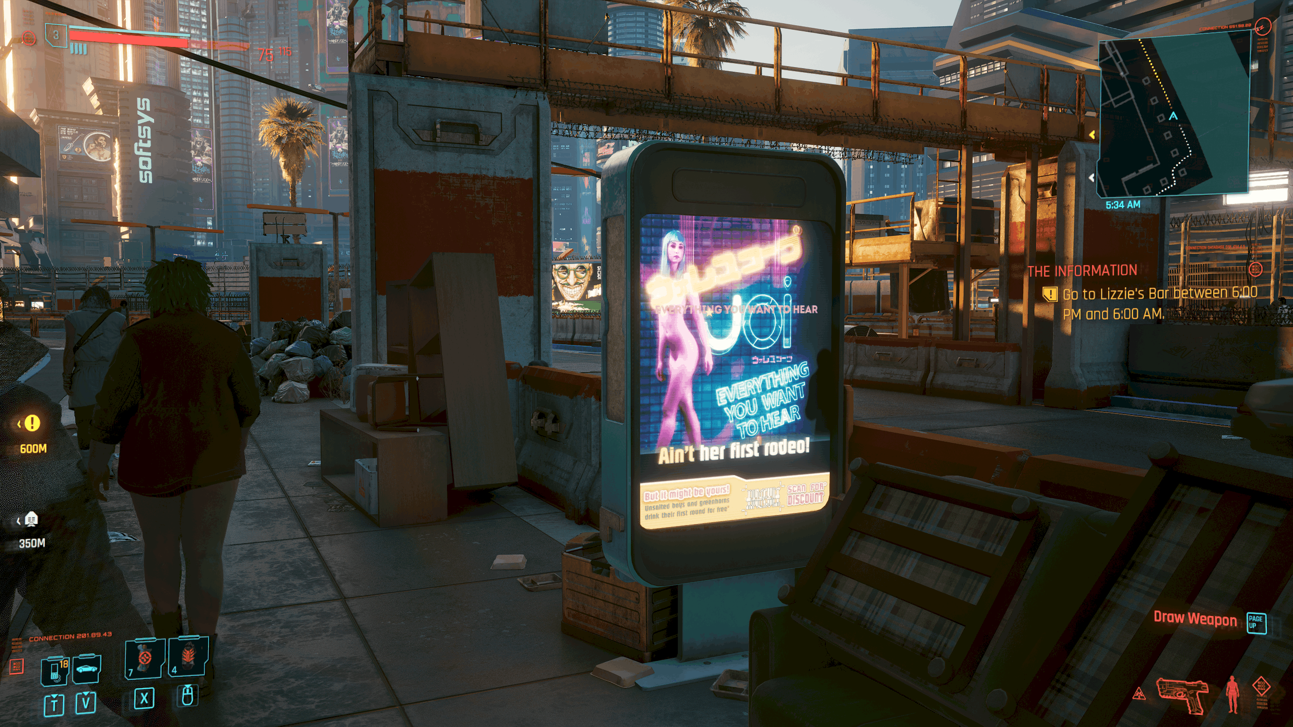 Wallpaper #zxVGso4BmMigT4UnSFG551 A Colorful Advertisement for a Bar in the Video Game Cyberpunk 2077