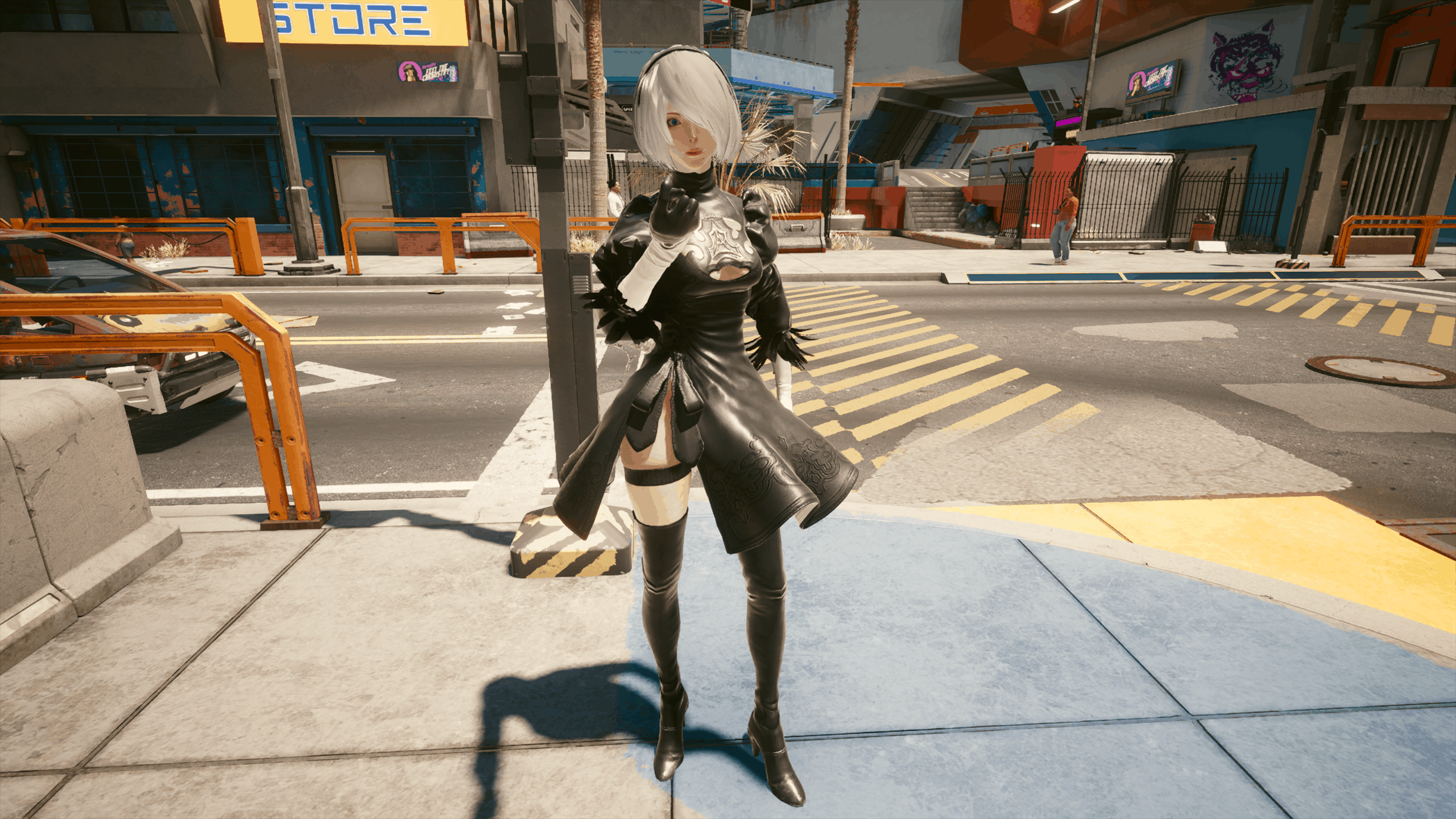 Wallpaper #nXT7zI4B_8f4nGFak3T512 Yorha 2b Swap for V Cyberpunk 2077 Mod