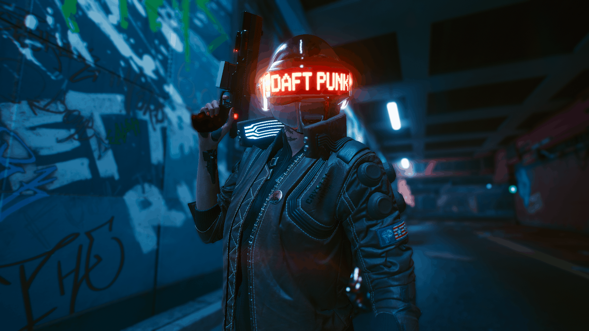 Wallpaper #NBmdBI8BtGB6xQ78d0-i11 Daft Punk Helmets Cyberpunk 2077 Mod
