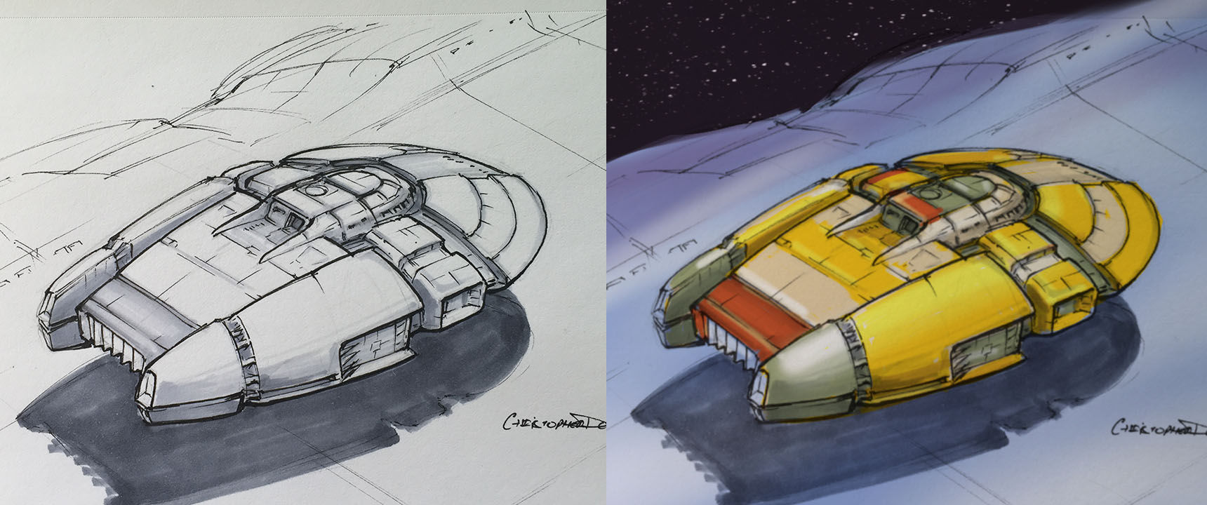 Wallpaper #r7gj2JIBJvJKYCmEhOZY221 Drawing a Spaceship a Day Space Art by Christopher Doll