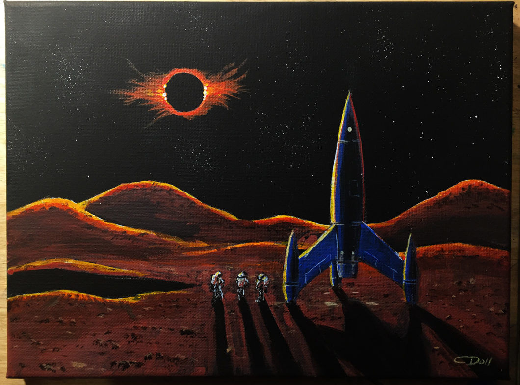 Wallpaper #4H3s7o4Bnwiau_P6aQRC23 Stream 3 Retro Science Fiction Moon Rocket Space Art by