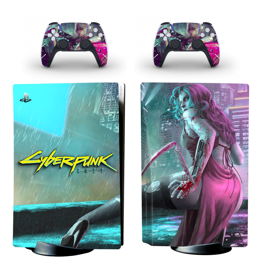 Wallpaper #fmeh-pIBSpphPi3-95Fq152 Cyberpunk 2077 PS5 Skin Sticker Decal Design 3 Consoleskinsco