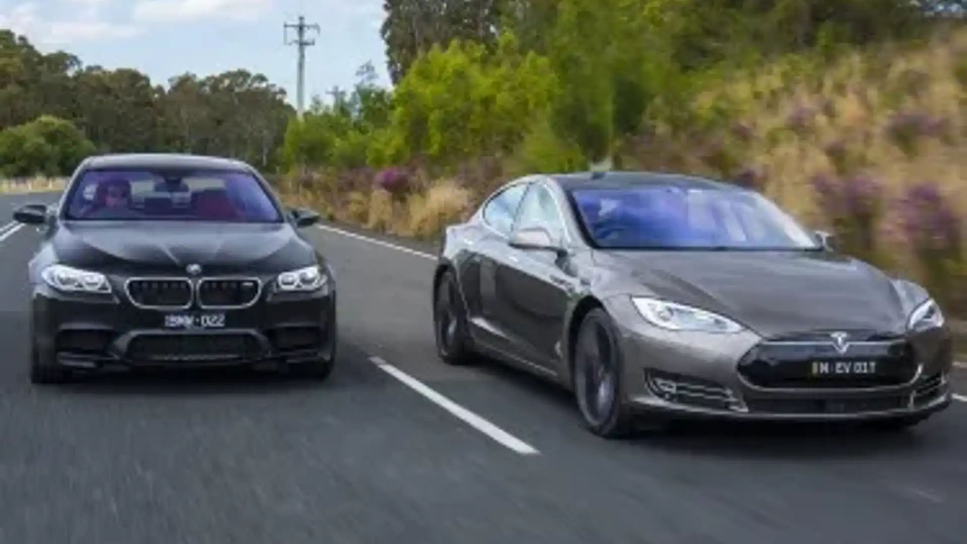 Wallpaper #7WfA-pIBSpphPi3-QZET90 Tesla Model S P85d vs BMW M5 Nighthawk Comparison Review Drive