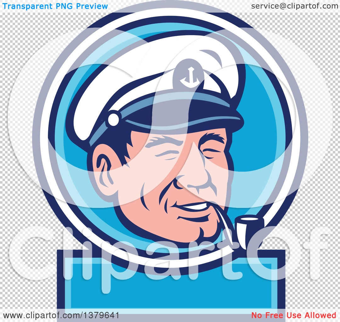 Wallpaper #sTGvNZMB5zzyi_yYOVfz61 Clipart of a Retro Cartoon Sea Captain Smoking a Pipe in a Blue and