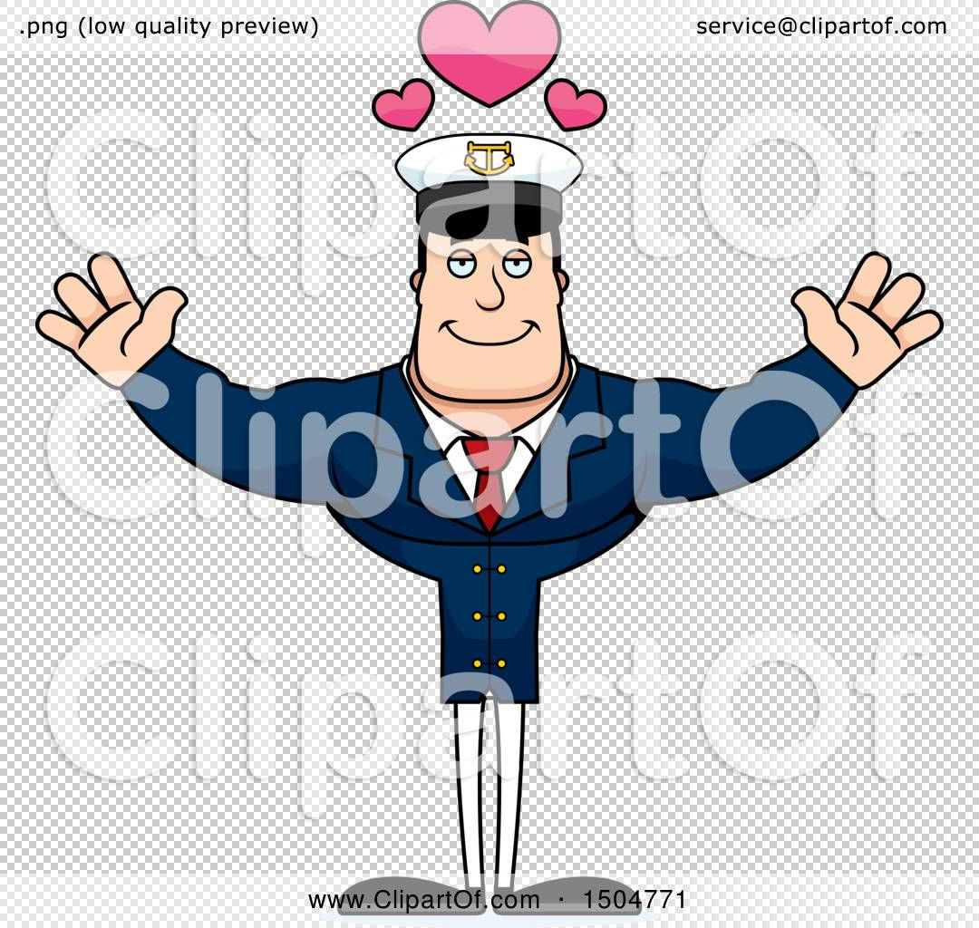 Wallpaper #sTGvNZMB5zzyi_yYOVfz178 Clipart of a Buff Caucasian Male Sea Captain with Open Arms Royalty