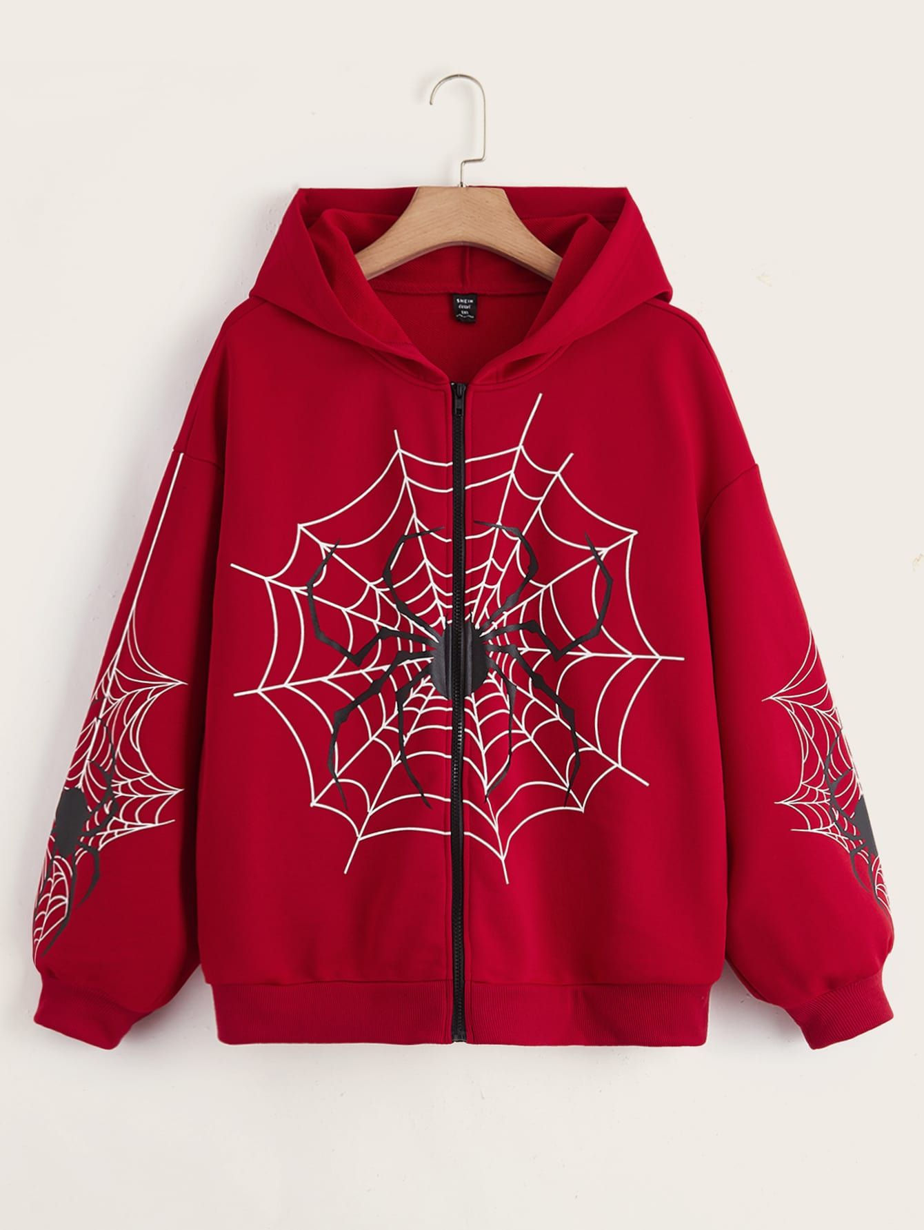 Wallpaper #sQMhZJMBpyOg8YnEWNZf150 Spider Web Heart Print Zipper Thermal Hoodie Jasaust Store
