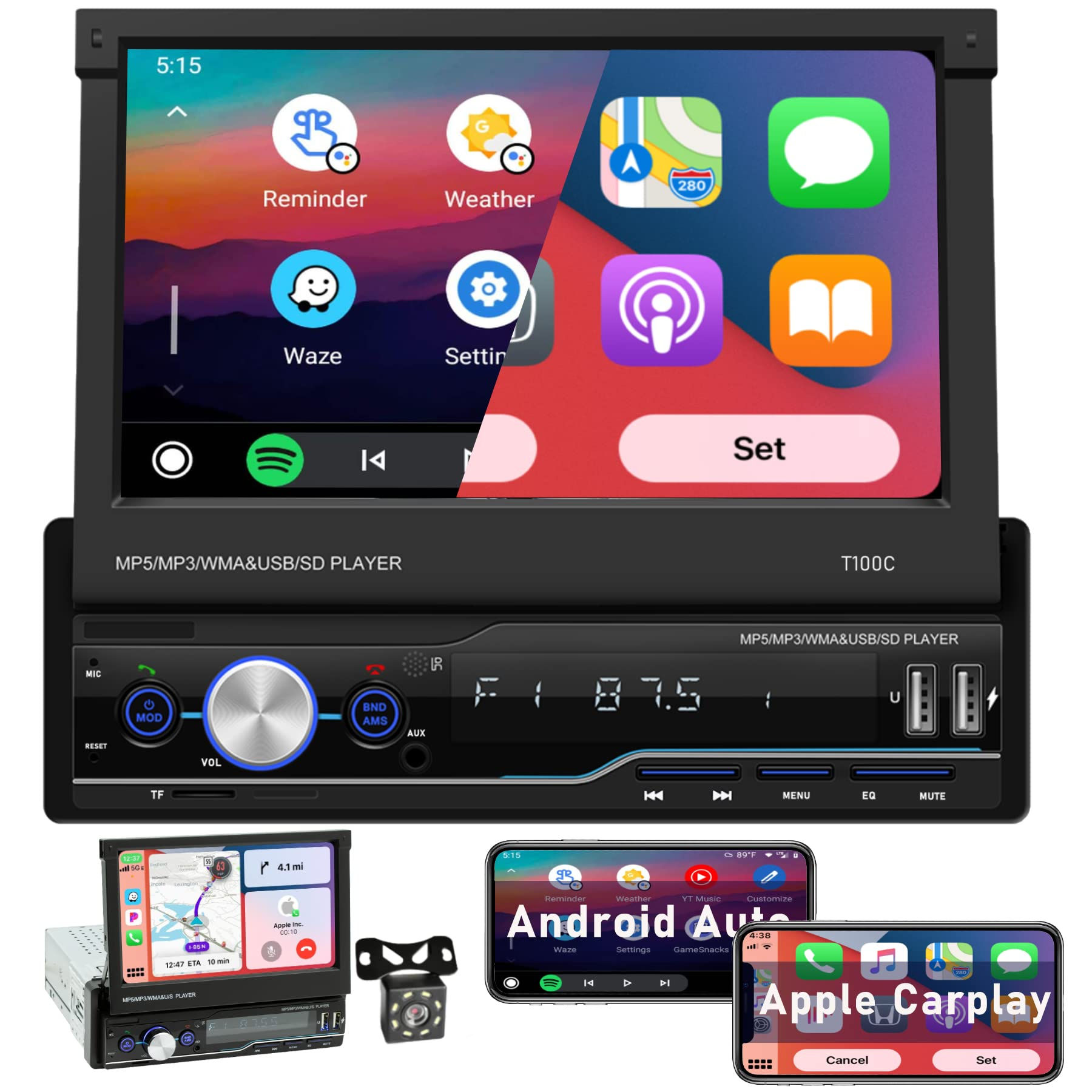 Wallpaper #bX0j8Y4Bnwiau_P6KQgH17 Buy Single Din Car Radio with Bluetooth and Apple Carplayflip Out