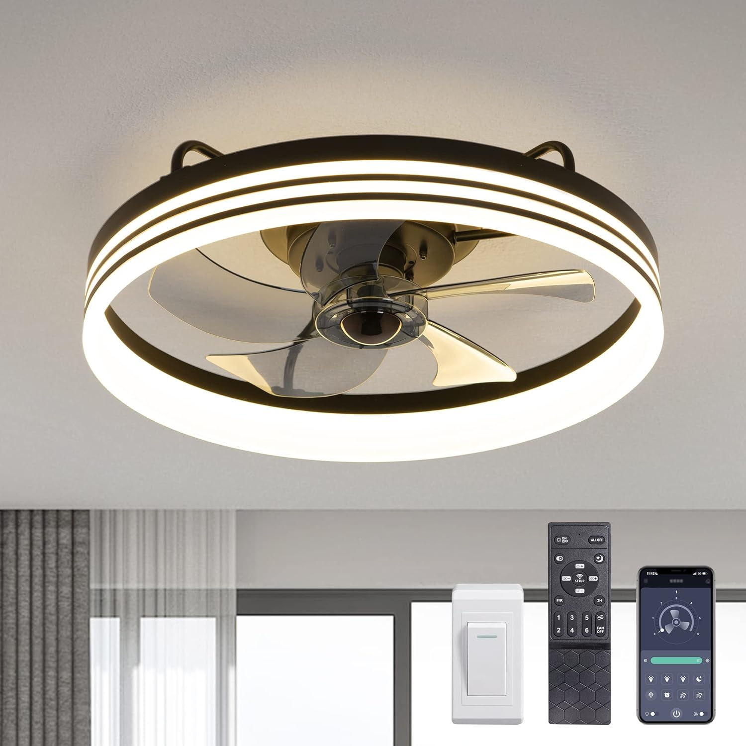 Wallpaper #QEBeMZMBJhL2WPbarMb_133 Ludomide Ceiling Fans with Lights Flush Mount Ceiling Fan with Lights