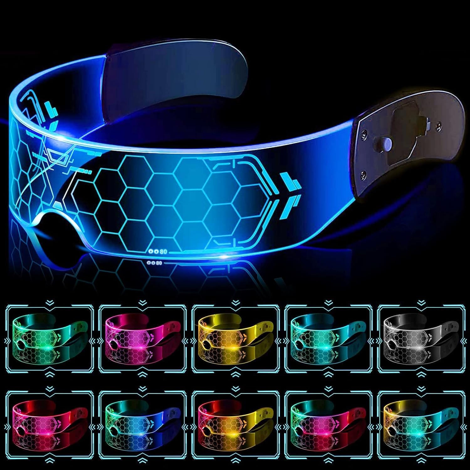 Wallpaper #JkCMMZMBJhL2WPbah8fI26 LED Light Up Glasses Cyberpunk Luminous Visor Glasses Unique 7 Colors