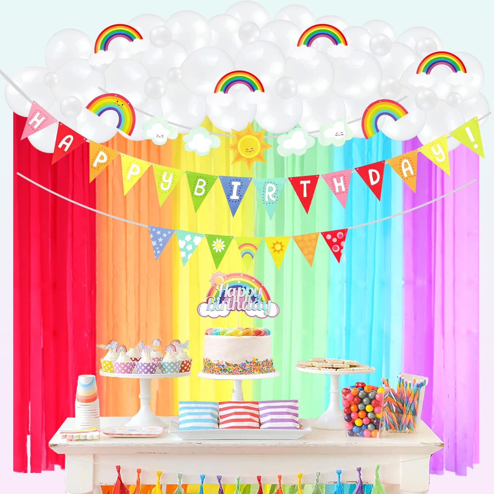 Wallpaper #b3199 Boho Rainbow Birthday Party Happy Birthday Rainbow Party Decorations