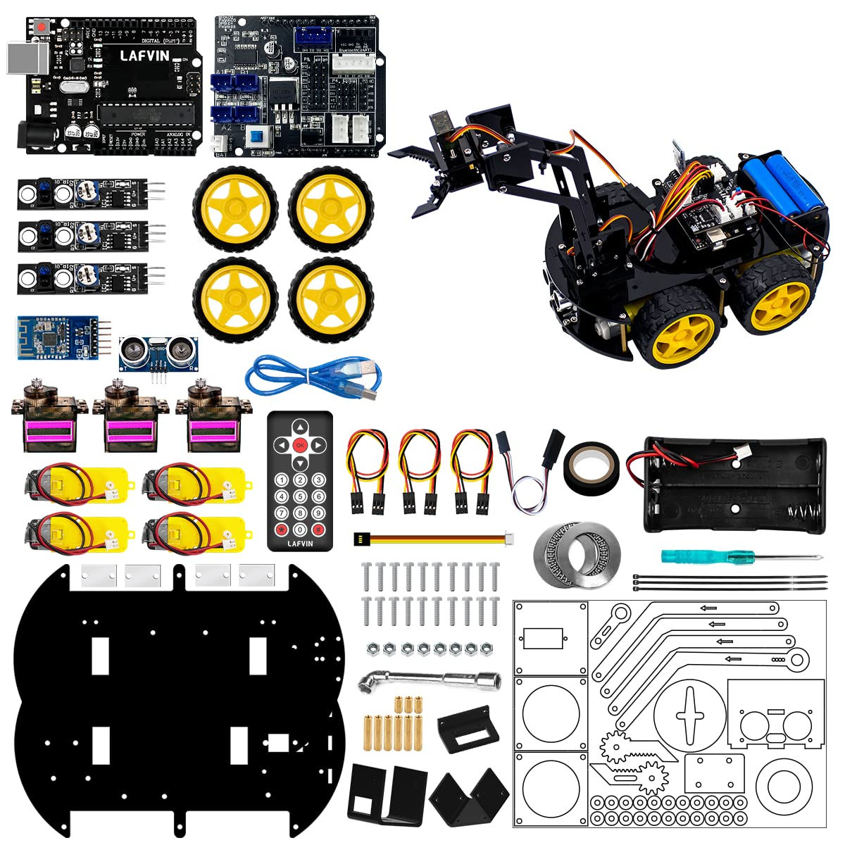 Wallpaper #HWcK_pIBSpphPi3-ZJ54207 Buy Lafvin Mechanical 4wd Robot Arm Smart Car Kit Robot Stem Graphical