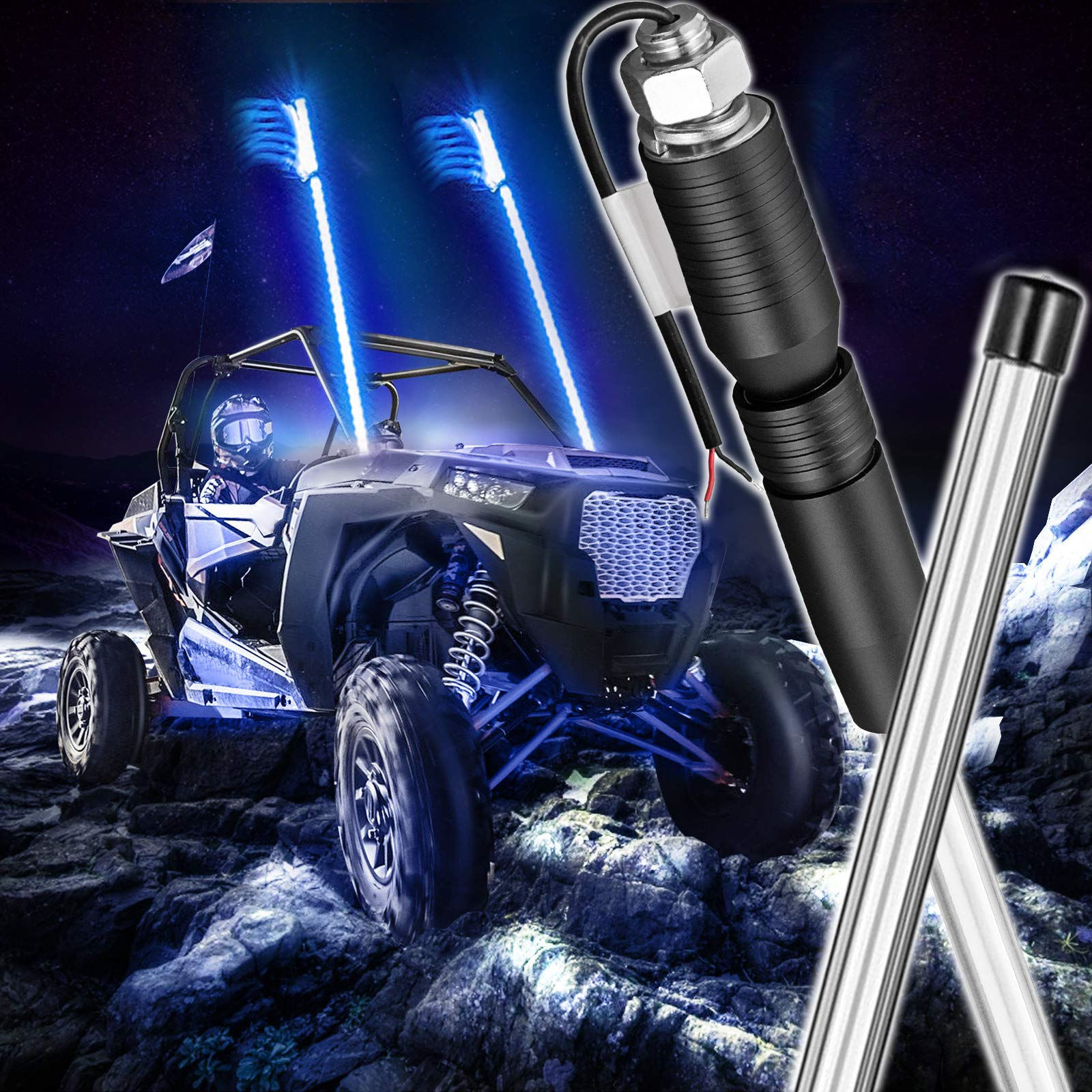 Wallpaper #OWf7C5MBSpphPi3-39xJ358 Buy Bestauto 1pc 6ft LED Whip Lights Blue Color Lighted Whips for Utv