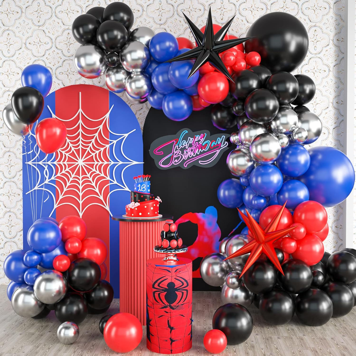 Wallpaper #MDHaNZMB5zzyi_yY3VhD9 Amazoncom Red Blue Black Balloon Arch Kit Spiderman Balloon Arch Kit