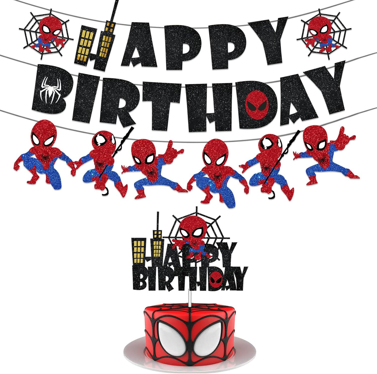 Wallpaper #nfRnOpMBKFX8bn3rLXiG194 Amazoncom Glittery Spider Birthday Party Banner and Cake Topper