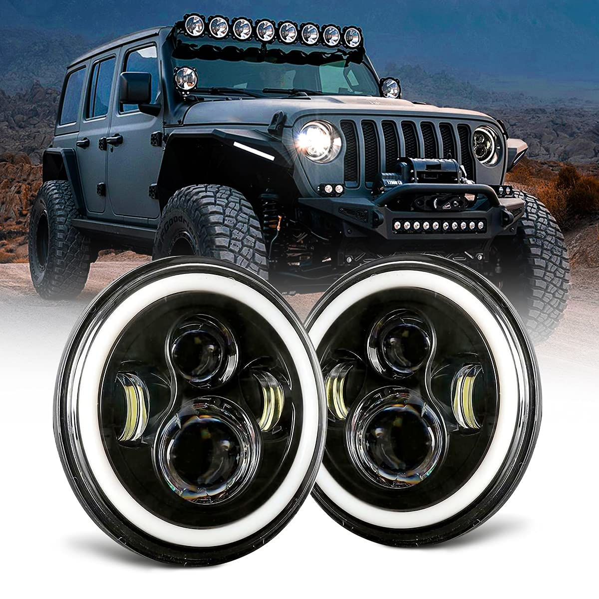 Wallpaper #3kDmL5MBJhL2WPbalr5E14 Buy Jeep Wrangler Headlight Dot Approved Hilo Beam with White Drl