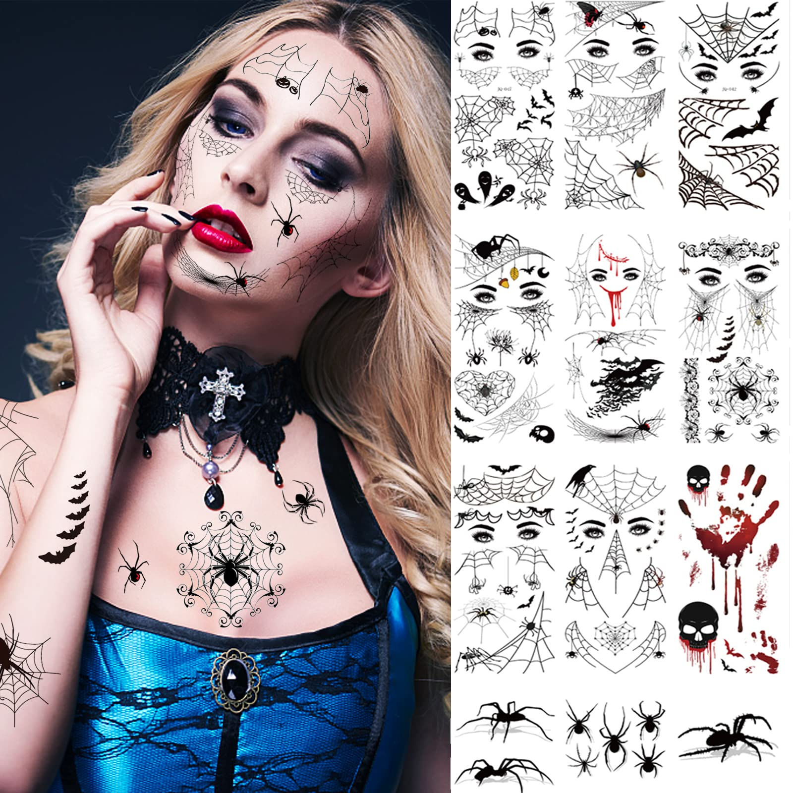 Wallpaper #SfS5OZMBKFX8bn3rL3dx292 Buy Halloween Spider Face Temporary Tattoos Sticker Fake Spiders Web