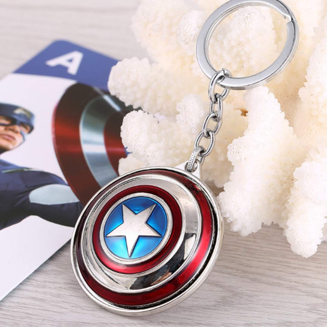 Wallpaper #GH0K8Y4Bnwiau_P69Ahy18 Vessel Crew Captain America Shield Keychain with Spinner Multicolour