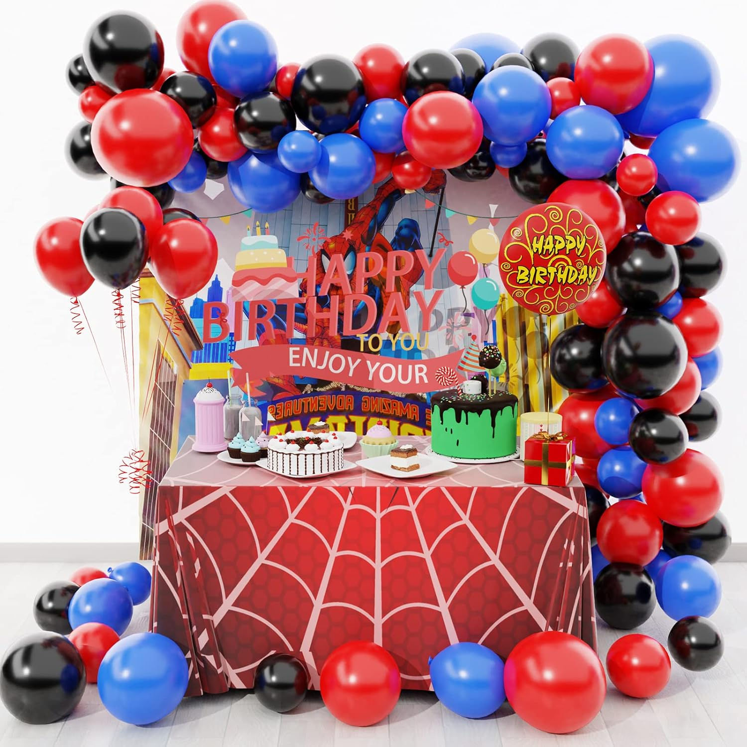 Wallpaper #MDHaNZMB5zzyi_yY3VhD5 Steliu Spiderman Balloons Arch Garland Kit 109 Pieces Superhero Latex