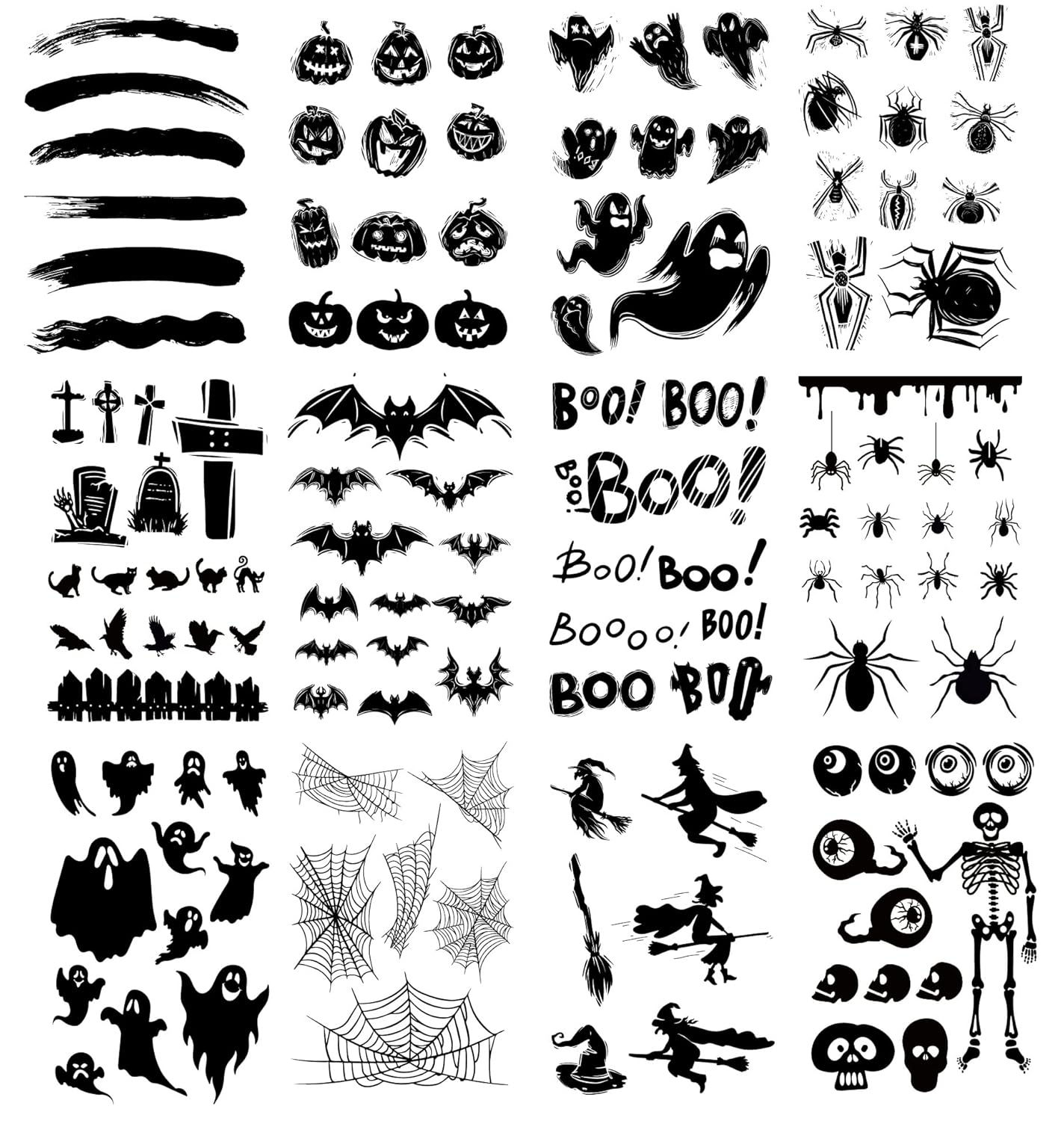 Wallpaper #R_S4OZMBKFX8bn3rxndT277 Amazoncom Kotbs 12 Sheets Halloween Face Tattoos Black Spider Bat