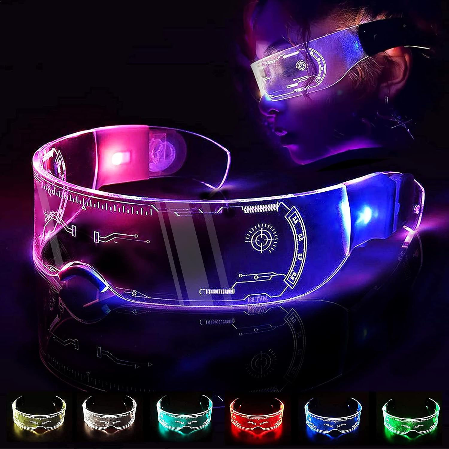 Wallpaper #JkCMMZMBJhL2WPbah8fI70 Unique 7 Color Cyberpunk LED Visor Glasses Luminous Glasses Festival