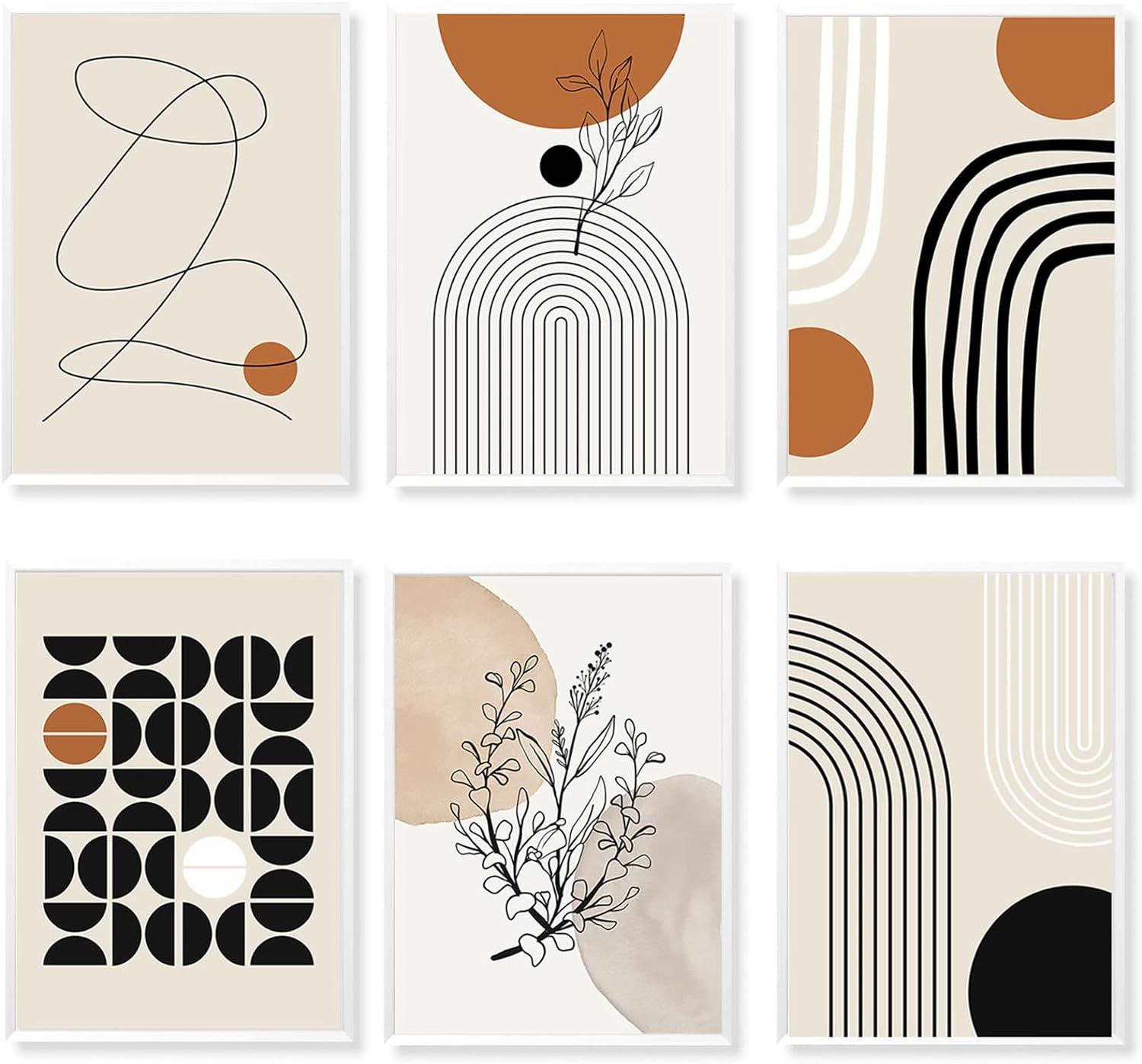 Wallpaper #FGfC_5IBSpphPi3-96QM236 6 Pcs Minimalist Boho Art Wall Decor Abstract Boho Canvas Wall Art