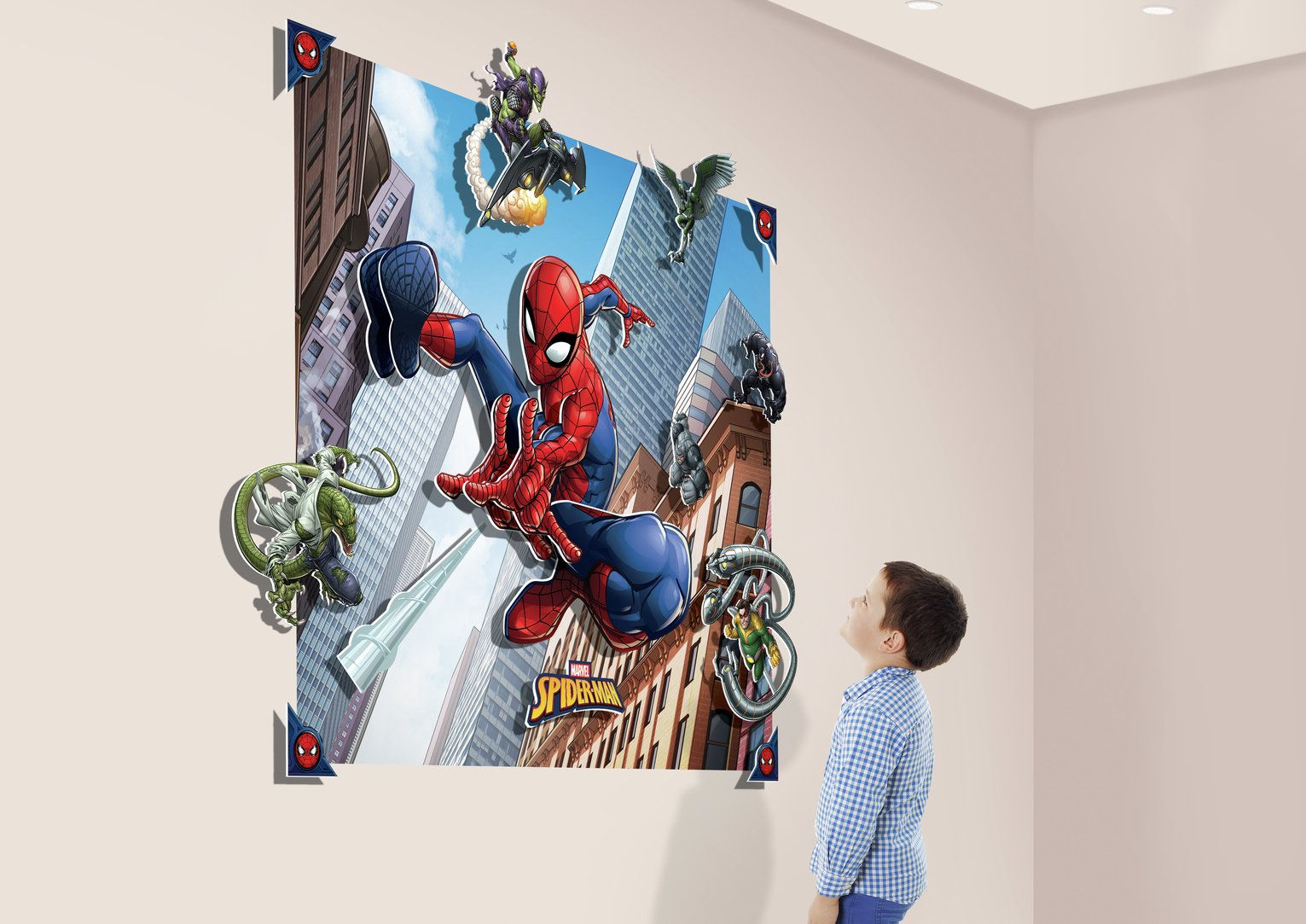 Wallpaper #z0WrkI4B7YBJg1BVx50x33 Walltastic 3D Spider Man Wall Mural 8495325 Argos Price Tracker