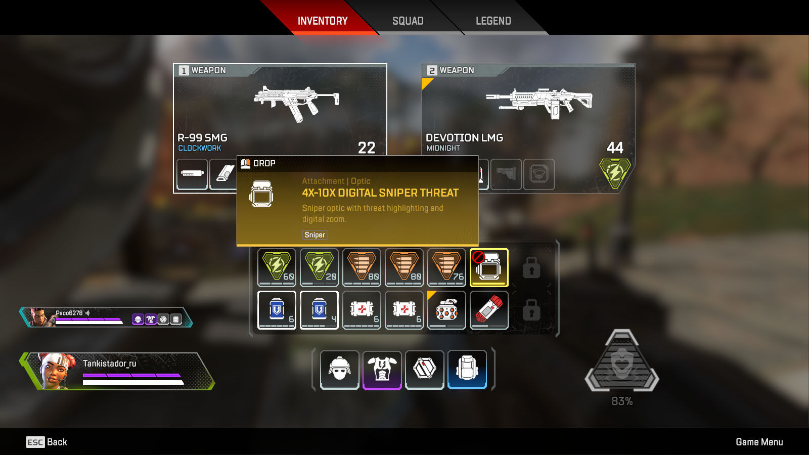 Wallpaper #3nMuhI4BFI5NbQksShyc52 A Screenshot of the Inventory Screen in Apex Legends, a Popular Battle Royale Game