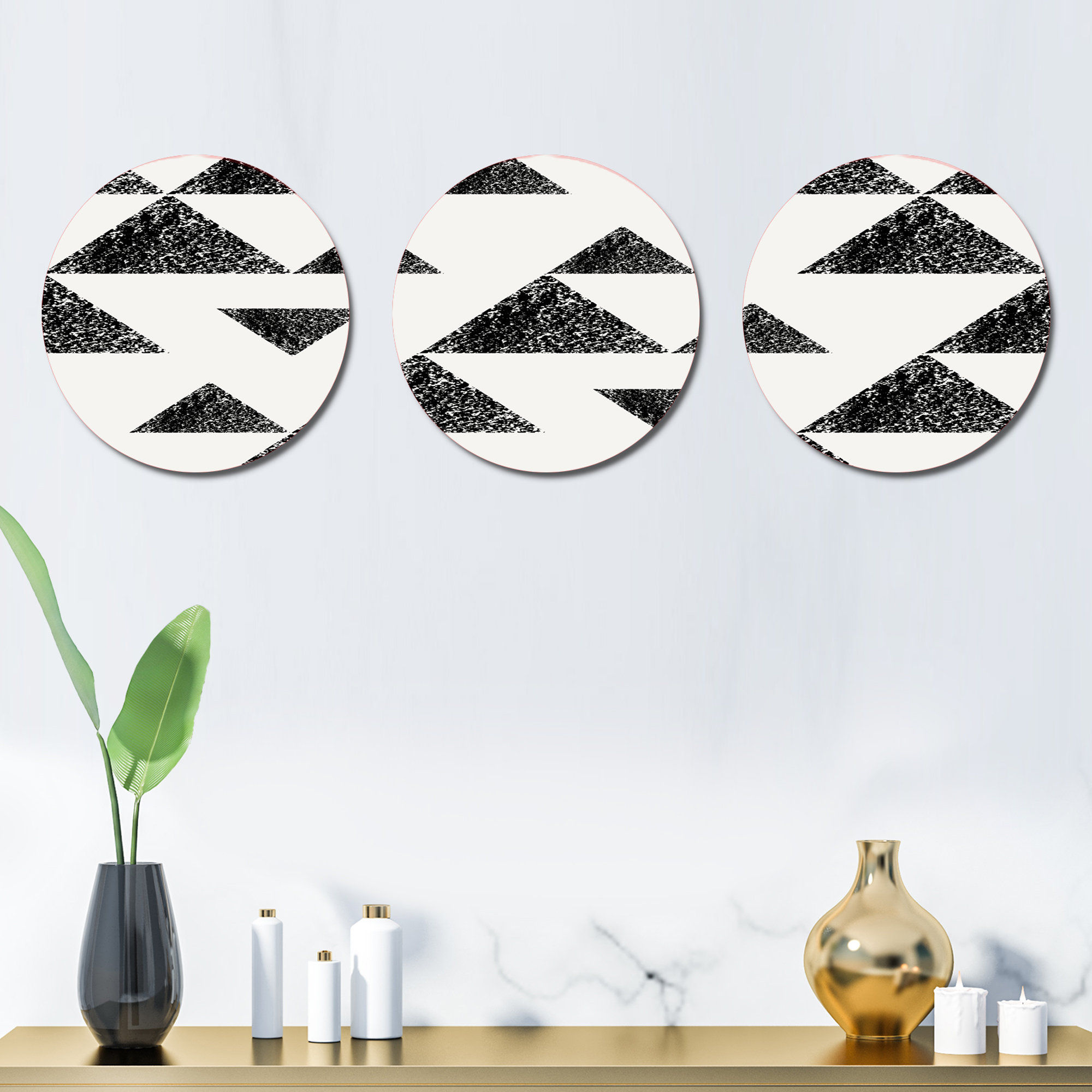 Wallpaper #a2flDJMBSpphPi3-ROG8298 East Urban Home 3 Piece Monochrome Triangles Wall Decor Set Wayfair