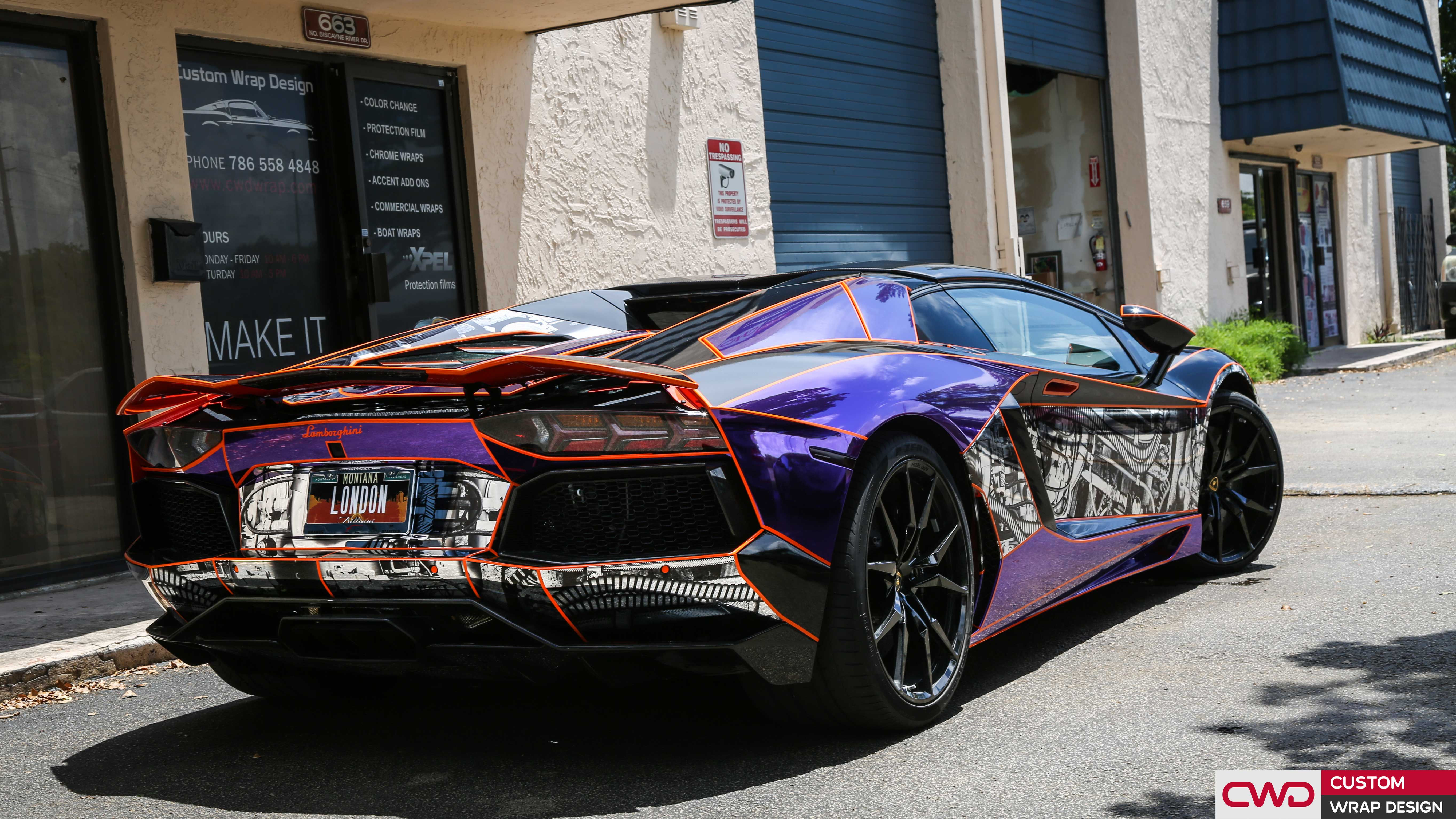 Wallpaper #px3WKpMBlOZrFDOk7MRl55 Purple Chrome Wrapped Lamborghini Aventador