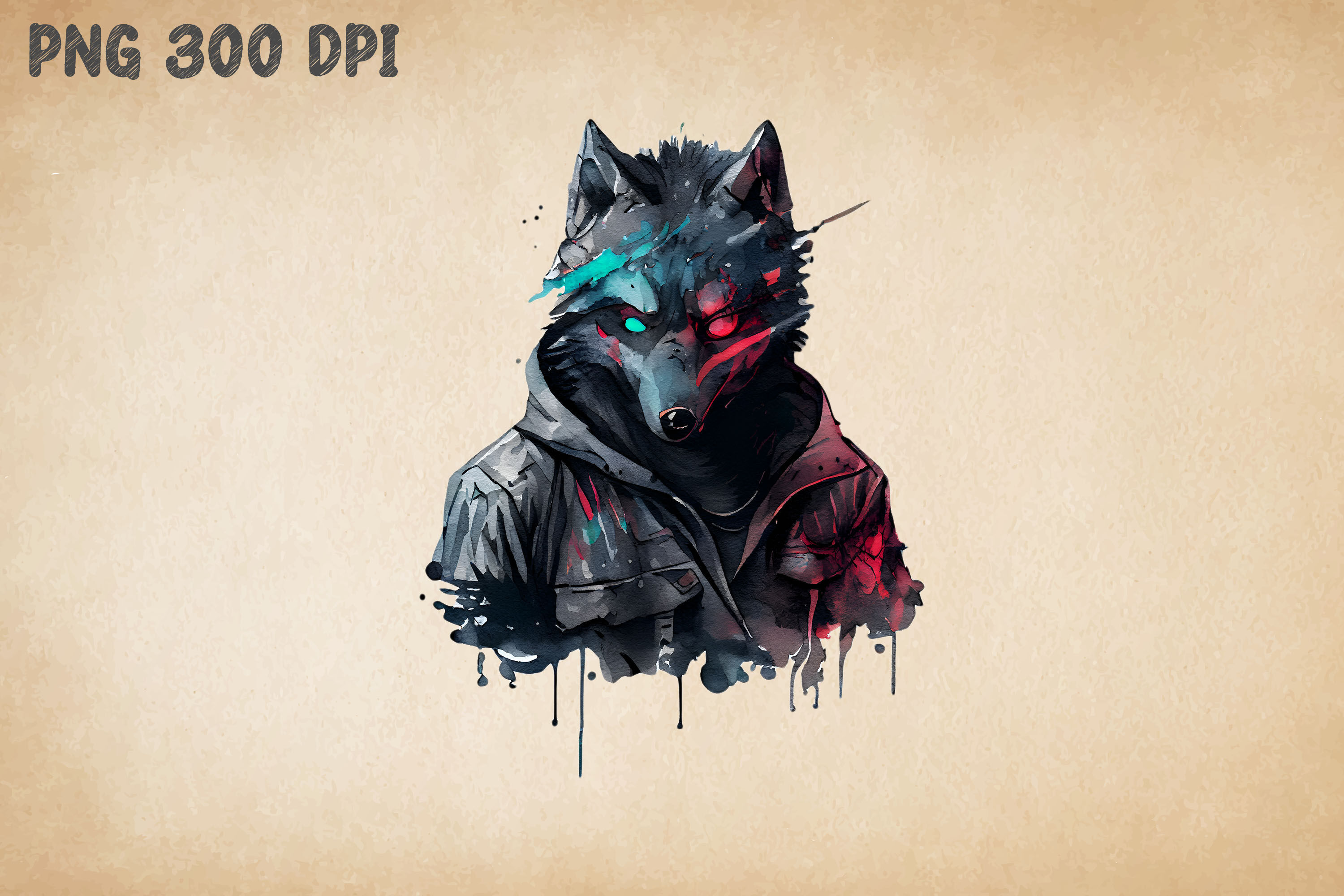 Wallpaper #hn399I4Bnwiau_P6SxF411 Cyberpunk Style Wolf Art 3 by Mulew Art Thehungryjpeg