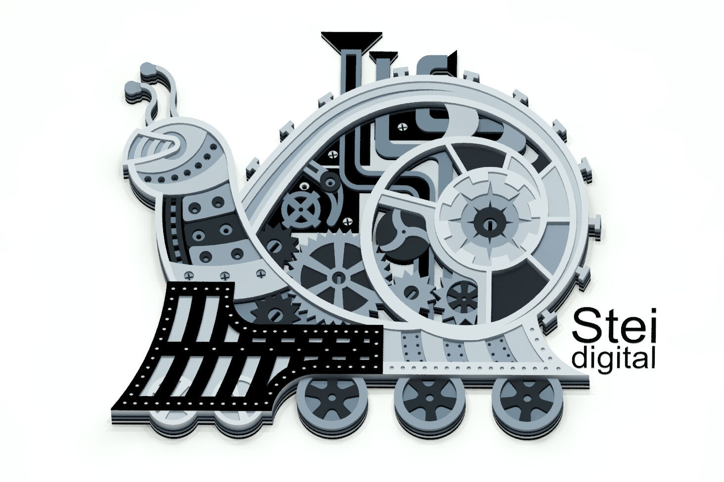 Wallpaper #7DE0NZMB5zzyi_yYk1WD185 3D Steampunk Snail Svg Dxf Cut Files Layered Train Svg by