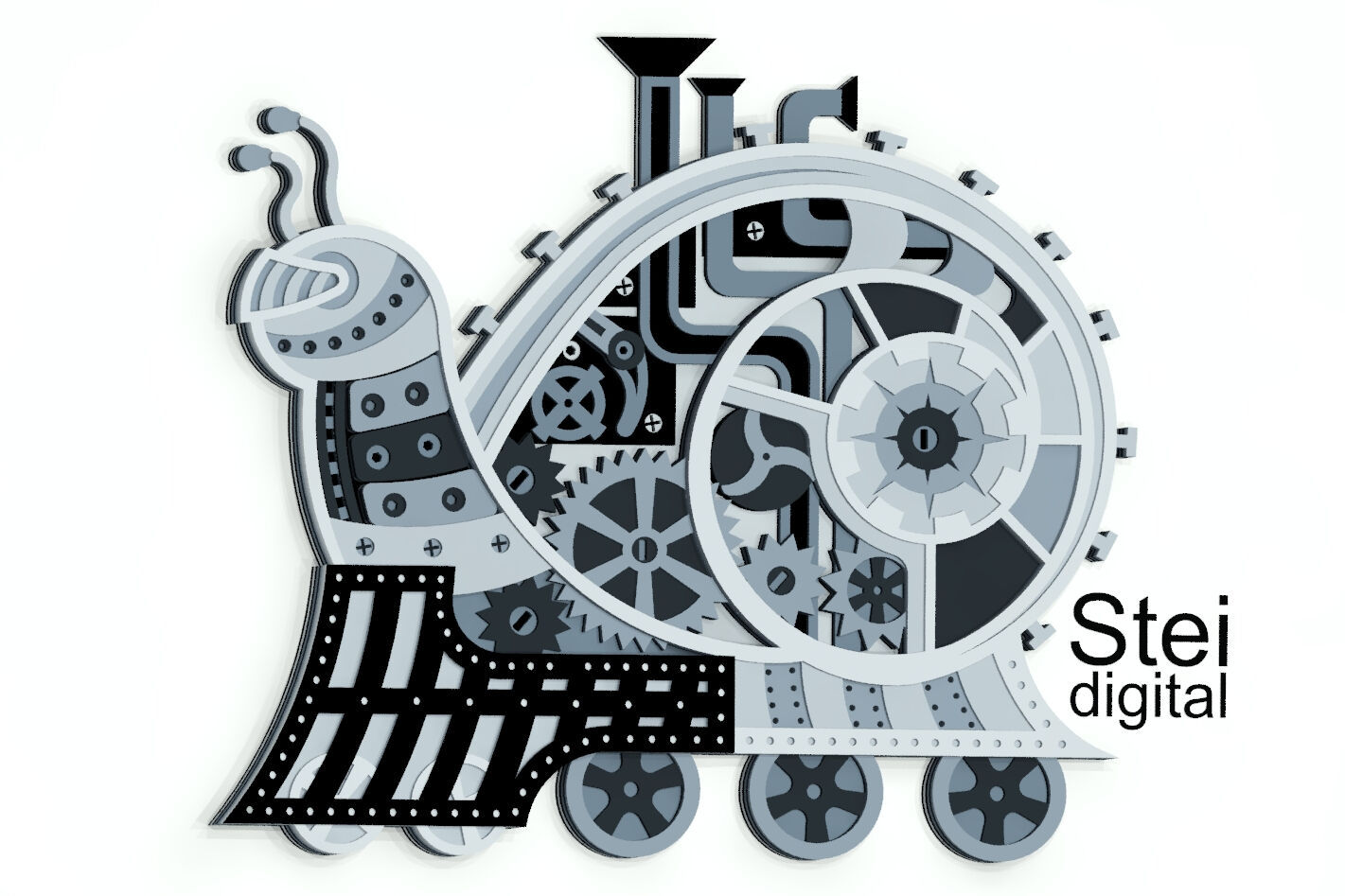 Wallpaper #7DE0NZMB5zzyi_yYk1WD177 3D Steampunk Snail Svg Dxf Cut Files Layered Train Svg by