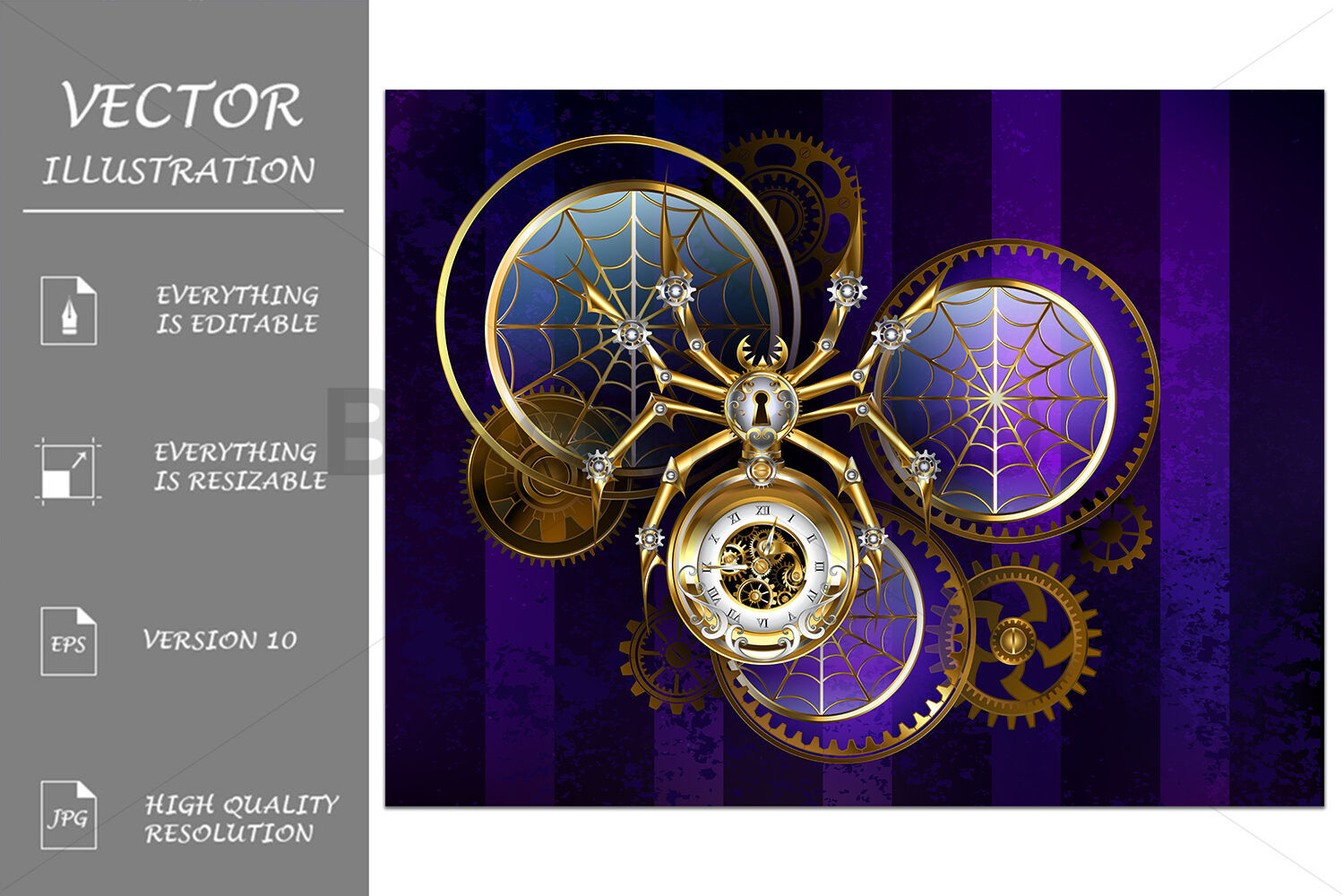 Wallpaper #MVgVNJMBzN9vxX348jvw136 Steampunk Spider on Purple Background by Blackmoon9 Thehungryjpeg