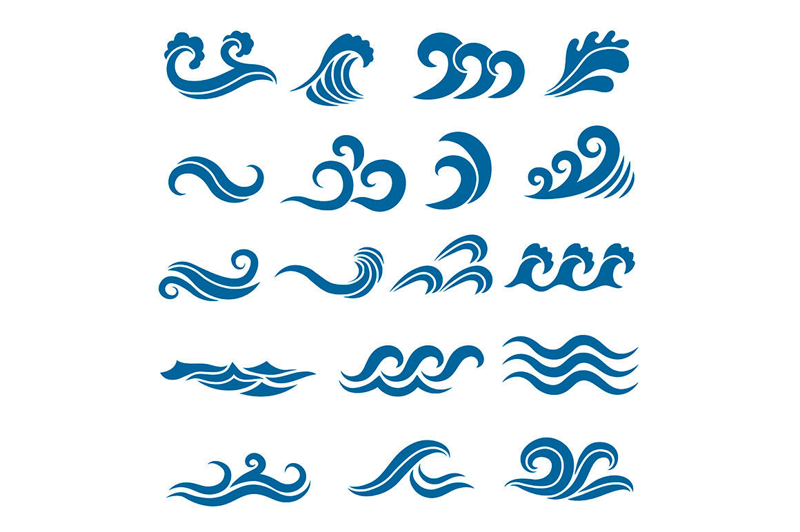 Wallpaper #1mc1CJMBSpphPi3-Ccl7142 Big Set of Stylized Ocean Waves Colored Vector Set by Onyx Thehungryjpeg
