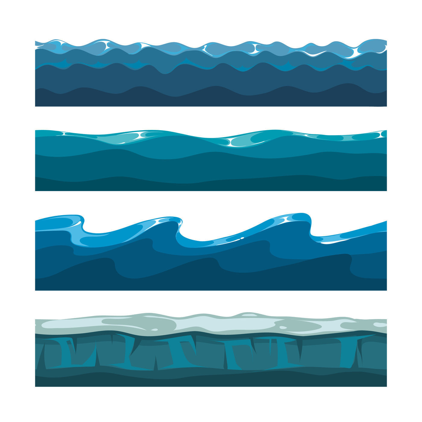 Wallpaper #1mc1CJMBSpphPi3-Ccl758 Cartoon Ocean Sea Water Waves Vector Seamless Patterns by Microvector