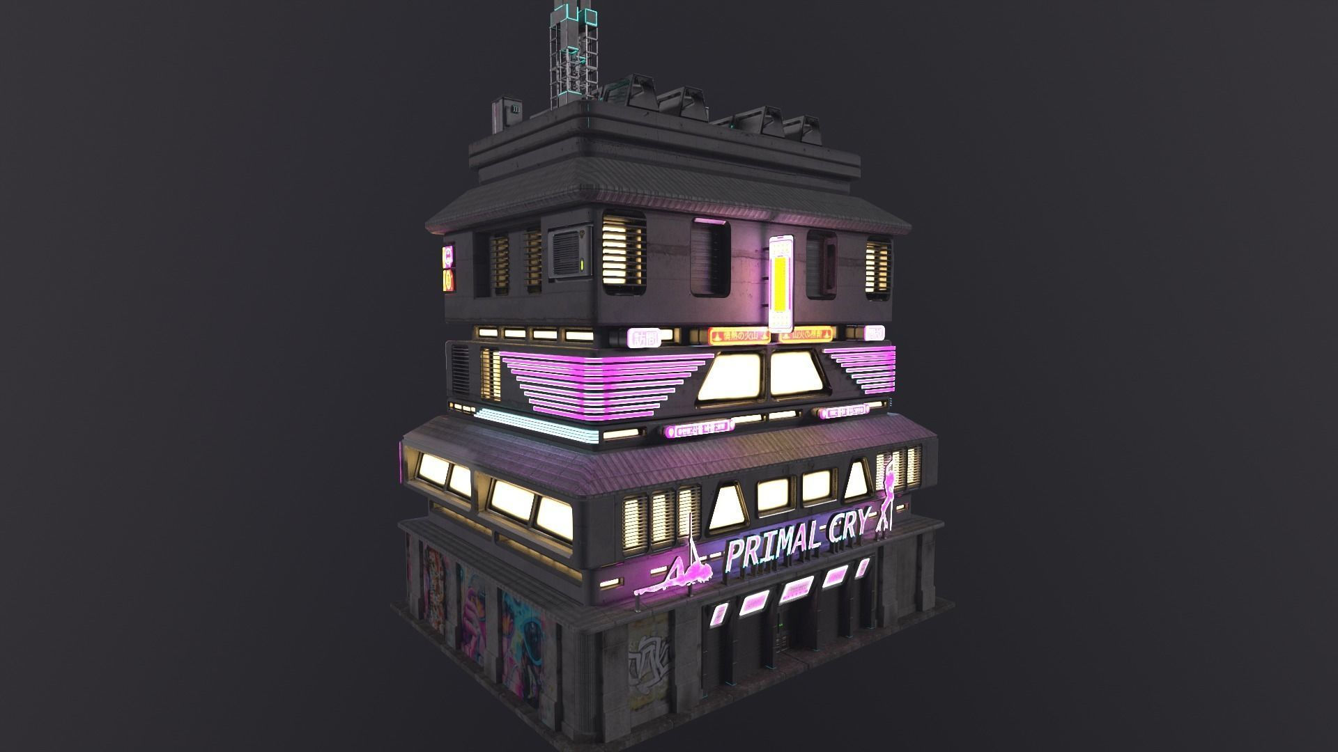 Wallpaper #RFjoM5MBzN9vxX340ToL231 3D Model Cyberpunk Building 7 Vr Ar Low Poly Cgtrader