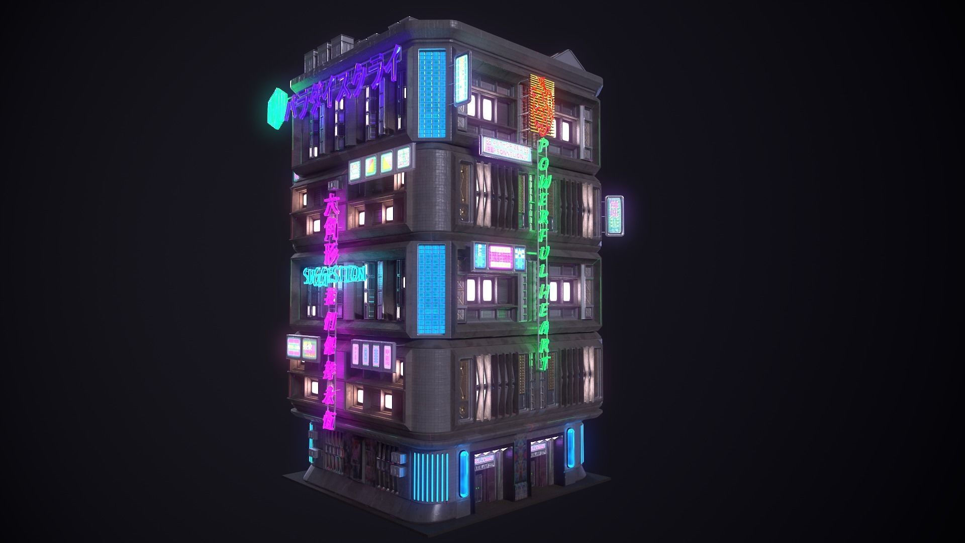 Wallpaper #W33Q744Bnwiau_P6ZAU015 Cyberpunk Building 24 3D Asset Cgtrader