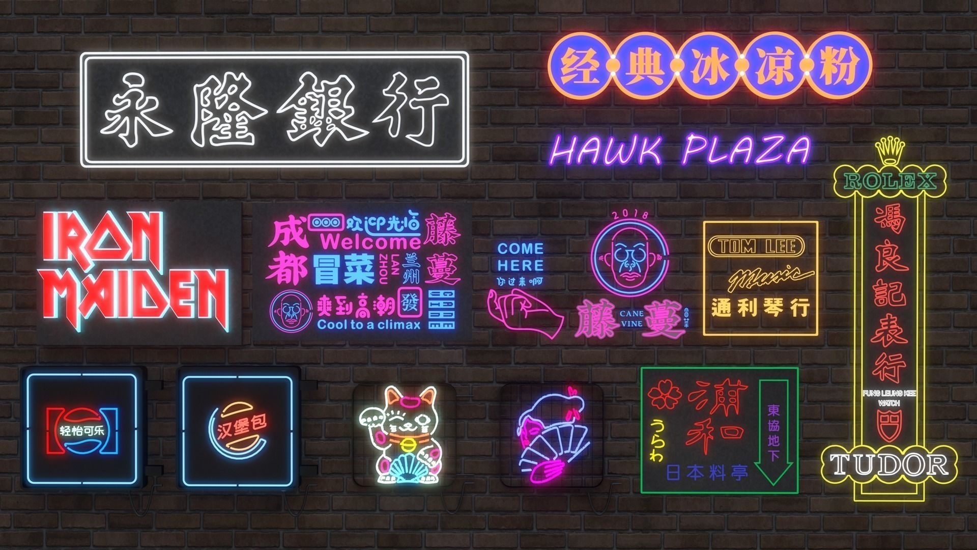 Wallpaper #rXcPJpMB-pgBXx60rqAE7 3D Model Neon Signs Cyberpunk Signs Vr Ar Low Poly Cgtrader