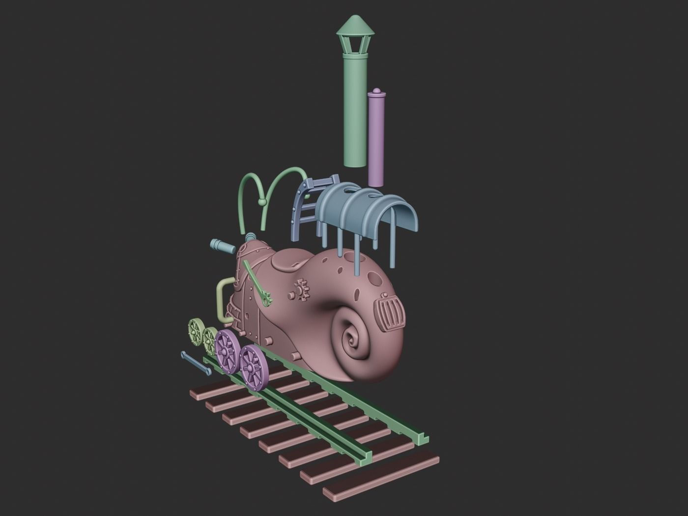 Wallpaper #7DE0NZMB5zzyi_yYk1WD155 Steampunk Snail Locomotive 3D Model 3D Printable Cgtrader