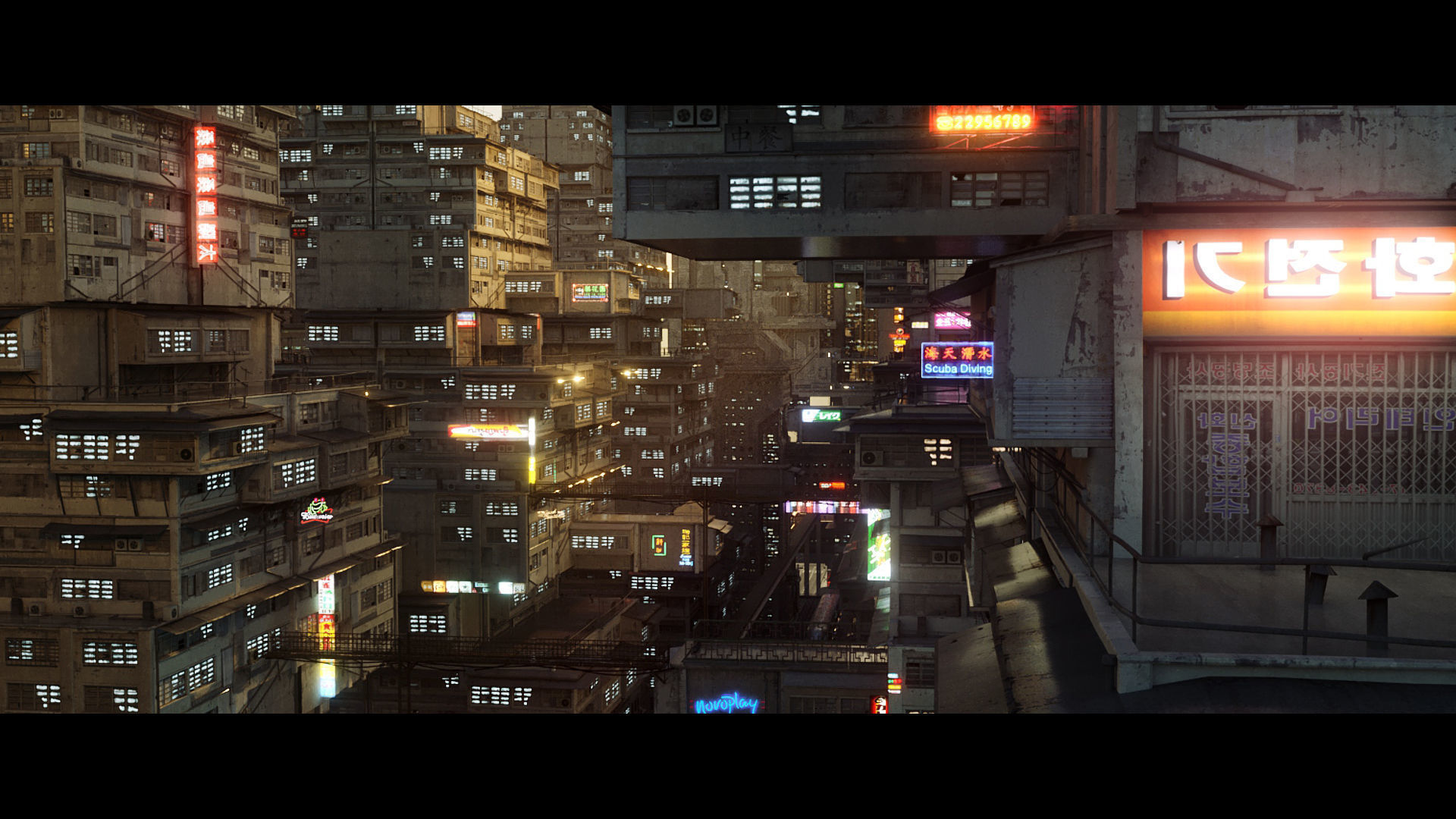 Wallpaper #-0VOk44B7YBJg1BVGZ5L58 3D Cyberpunk Asian City Scene 3D Model Animated Cgtrader