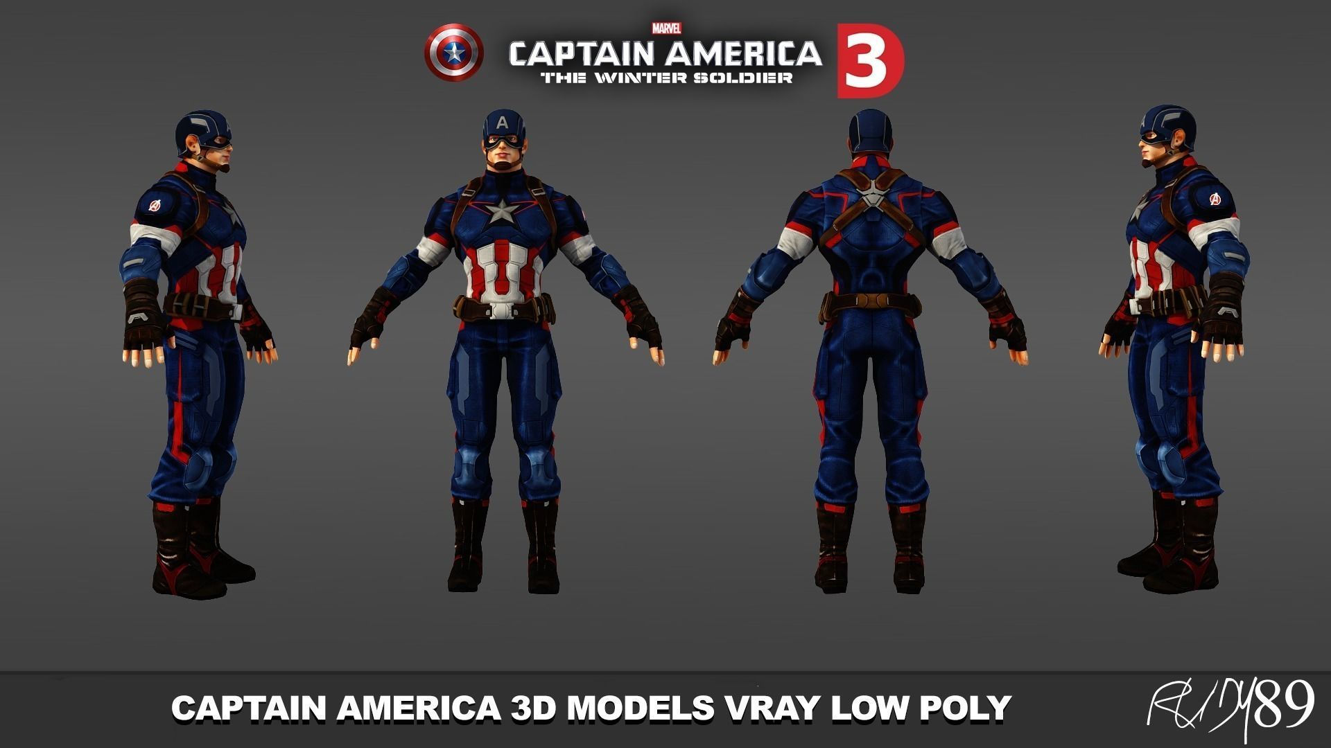 Wallpaper #PhUvtY4BmMigT4UnFlPX15 Game Ready Captain America 3D Models Low Poly 2017