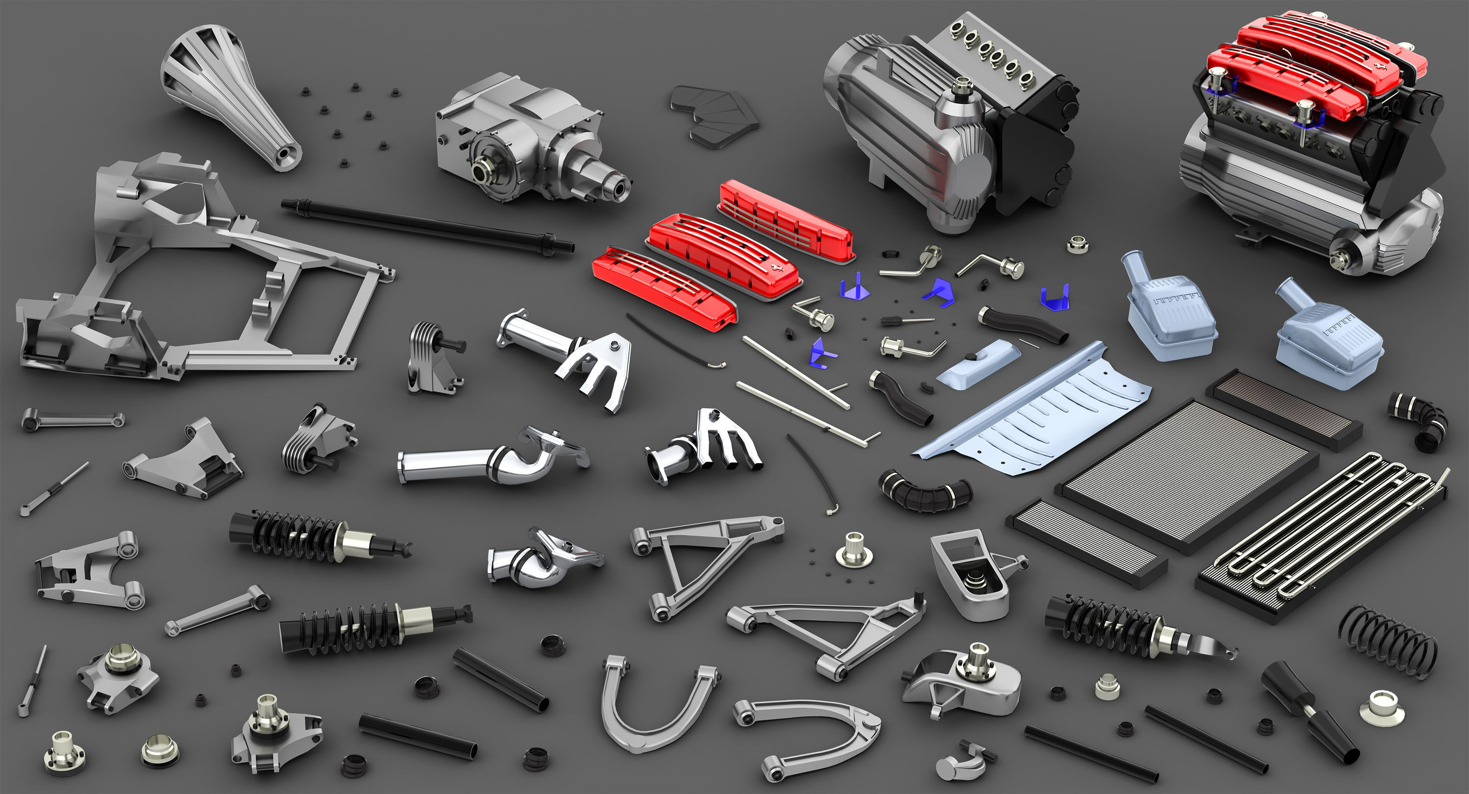 Wallpaper #HGfK9ZIBSpphPi3-VYFg93 3D Model Ferrari Chassis Ff V12 Engine Tipo F133e Awd Disassembled