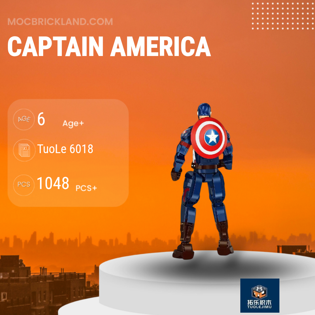 Wallpaper #QWcaCJMBSpphPi3-GMkr37 Captain America Tuole 6018 Movies and Games with 1048 Pieces Moc