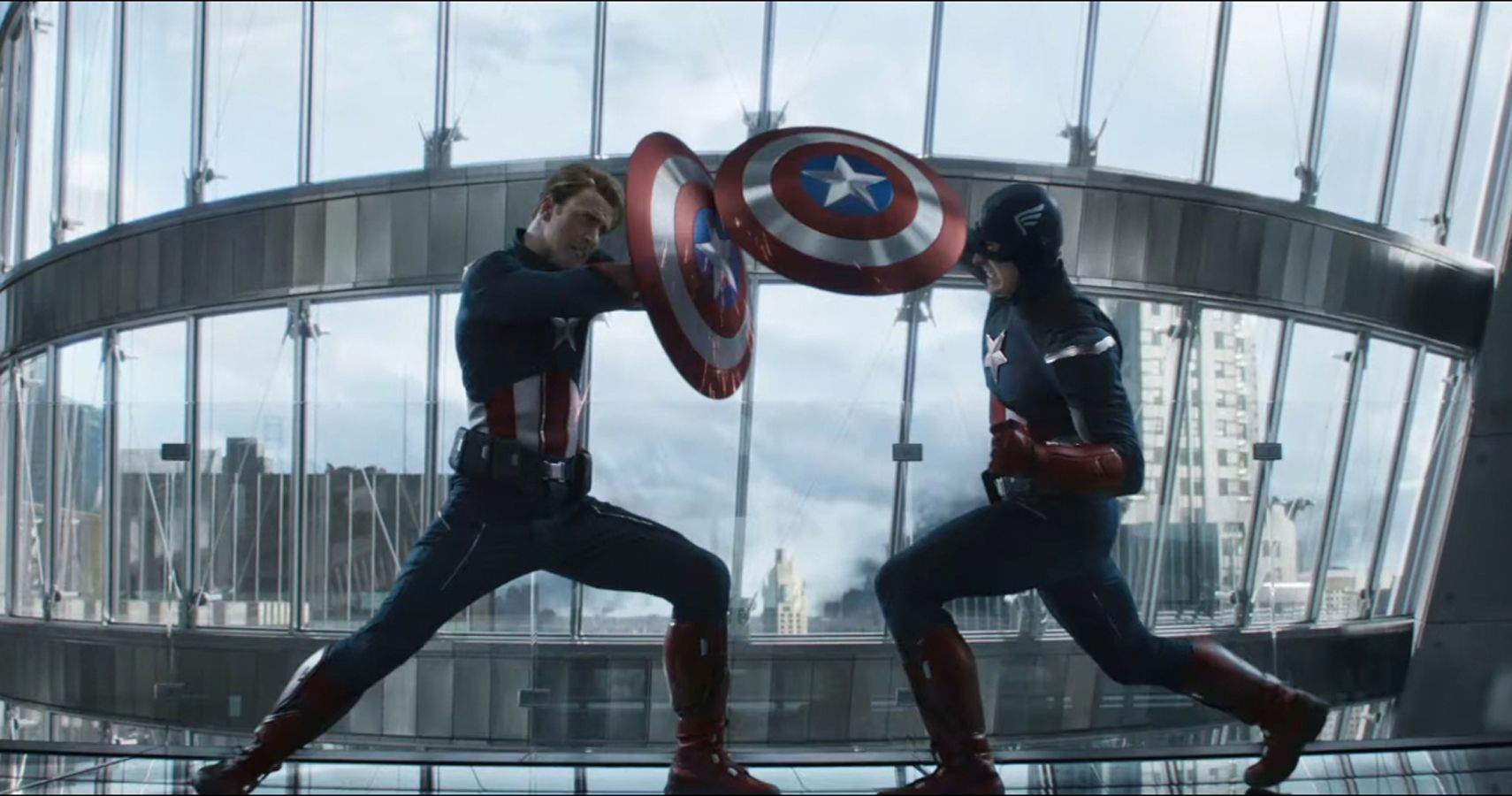 Wallpaper #UkUjno4B7YBJg1BVo6IZ21 Captain America Fighting Himself in a Mirrored Skyscraper