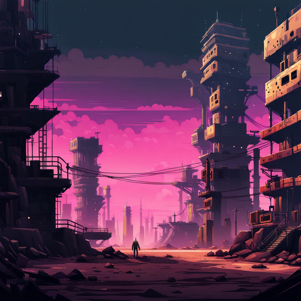 Wallpaper #uWhoHJMBSpphPi3-SyK8110 Side Scroller Video Game Environment Post Apocalyptic Cyber by