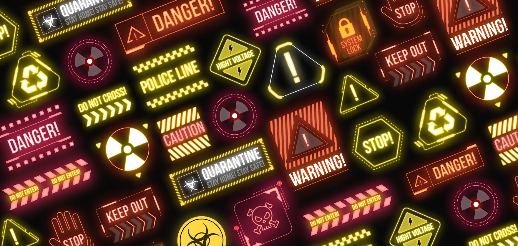 Wallpaper #aEWVoI4B7YBJg1BV66Pa33 Cyberpunk Warning Signs