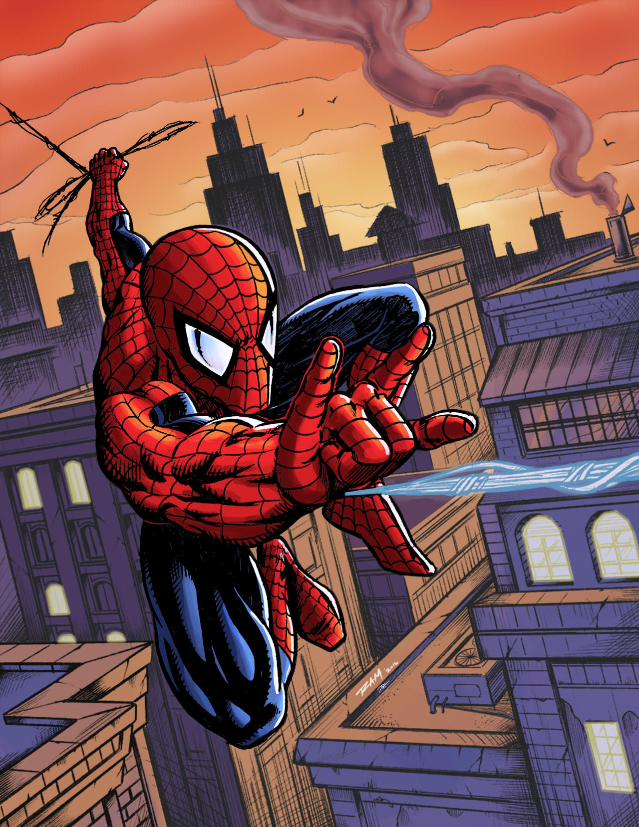 Wallpaper #bttkMpMB3oUMxGFS_z35230 Spiderman Swinging Over the City by Kaledfwlch on Deviantart