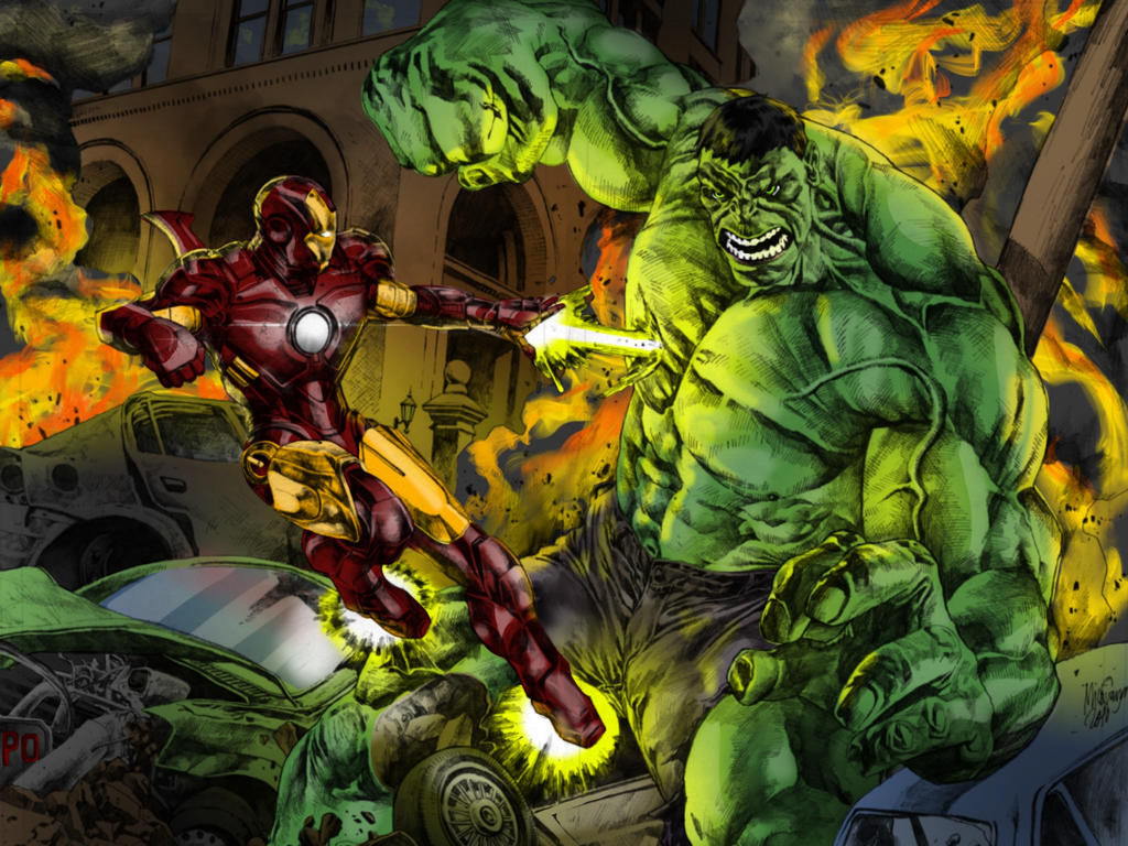 Wallpaper #jWfk_5IBSpphPi3-caRq17 Iron Man vs Hulk Color by Cthompsonart on Deviantart